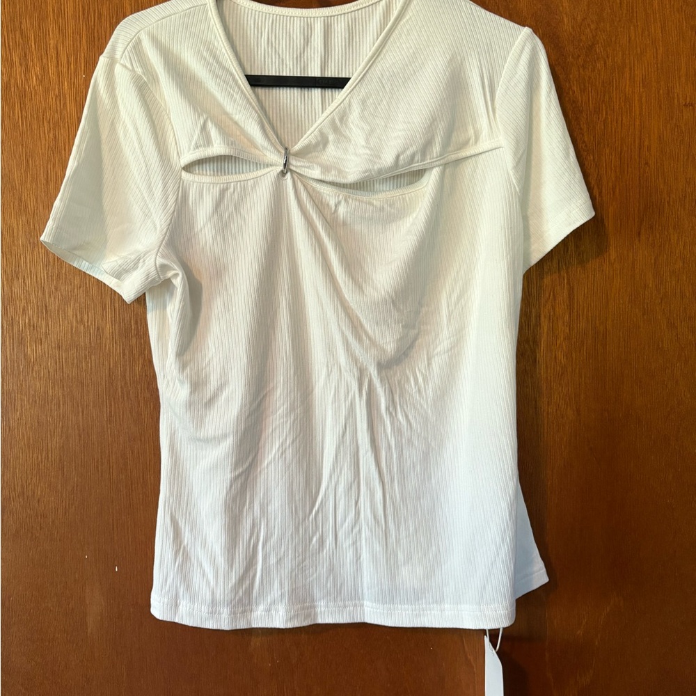 White Ribbed Knit Sweater - Picture 3 of 4